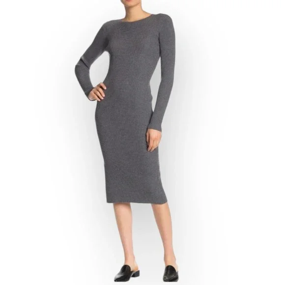 blue dress for baby girl Grey Ribbed Sweater Dress